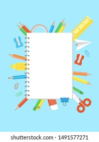 Note Paper School Supplies Poster Template Stock Vector (Royalty Free ...