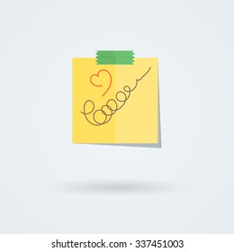 Note Paper with Scotch. Vector illustration. Logo. Pictogram. Button.