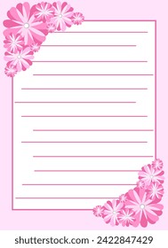 Note paper and scrapbook card designs with cute and beautiful flower icons.