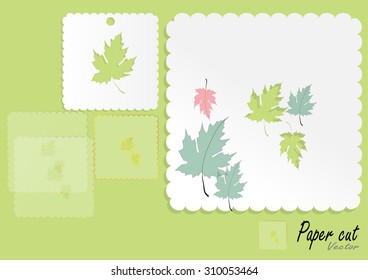 Note paper, set of paper cut maple leaves ,vector illustration