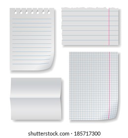 Note paper set with folded clear blank, squared and lined notepad pages