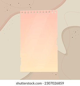 Note Paper Sheet  Abstract Watercolor Paint Background Peachy Brown Colors Lines  Vector Design