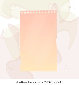 Note Paper Sheet Abstract Watercolor Splashes Paint Background Peachy Brown Colors Lines  Vector Design