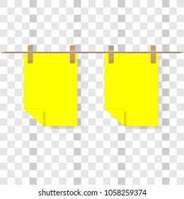note paper sheet or sticky sticker with shadow isolated on a transparent background. Vector post office memo or remember notepaper for your design.