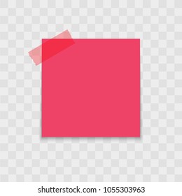 note paper sticker pin with sticky tape on transparent background. Vector