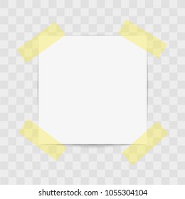 note paper sticker pin with sticky tape on transparent background. Vector