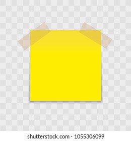 note paper sticker pin with sticky tape on transparent background. Vector