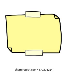 note paper with sticky tape / cartoon vector and illustration, hand drawn style, isolated on white background.