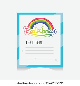 Note paper template with rainbow sticker element design
