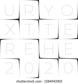 Note Paper Unstuck Pieces Seamless Text Decoration Template with Sides Changed Lettering Your Text Here 2020 Split Between Matrix Cells - Black on White Background - Vector Contrast Graphic Design