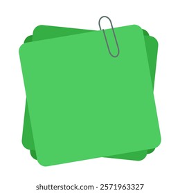Note Paper vector on white background. Post it and paper clip.