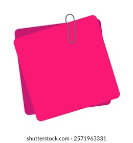 Note Paper vector on white background. Post it and paper clip.