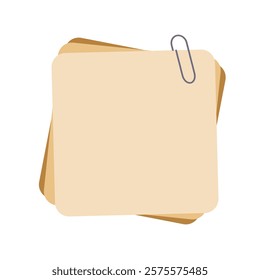 Note Paper vector on white background. Post it and paper clip.