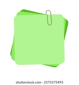 Note Paper vector on white background. Post it and paper clip.