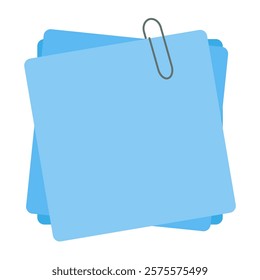 Note Paper vector on white background. Post it and paper clip.