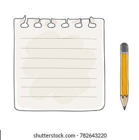 Note Paper Yellow Pencil Hand Drawn Stock Vector (Royalty Free ...