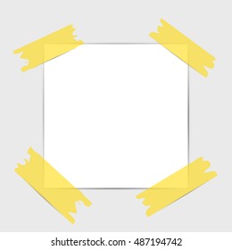 Note papers. Blank paper with yellow sticker isolated on white background. Vector illustration.
