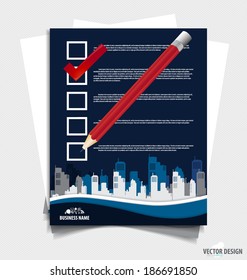 Note papers, A checklist with red marker and white checked boxes. Vector illustration.