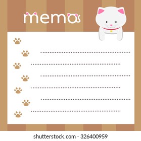 note papers with cute cartoon cat. Vector illustration
