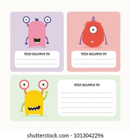 Note papers with cute monsters