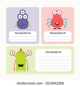 Note papers with cute monsters