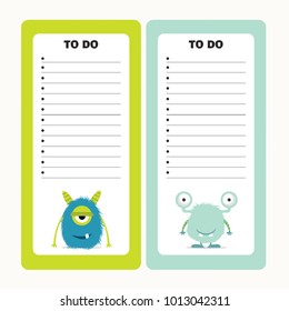 Note papers with cute monsters