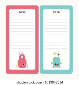 Note papers with cute monsters