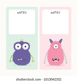 Note papers with cute monsters