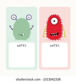 Note papers with cute monsters