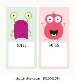 Note papers with cute monsters