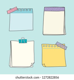Note papers doodle style vector set