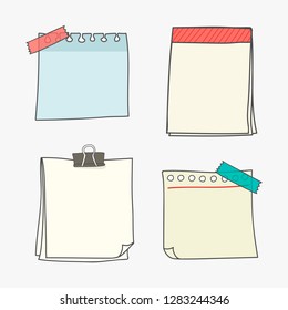 Note papers doodle style vector set