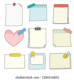 Note papers doodle style vector set