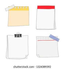 Note papers doodle style vector set