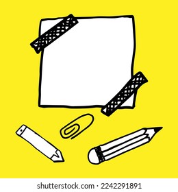  Note papers. Hand drawn doodle notepaper for messages mini set. Vector illustration