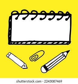  Note papers. Hand drawn doodle notepaper for messages mini set. Vector illustration