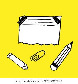  Note papers. Hand drawn doodle notepaper for messages mini set. Vector illustration