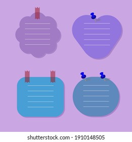 Note Papers And Office Study Papers Stickers With Different Colors And Forms Doodle Vector Set Vector Design