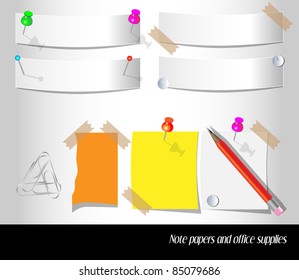Note papers and office supplies-Vector