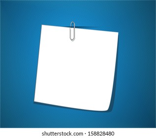 Note papers with paperclip, vector illustration