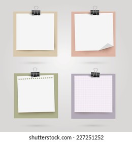 Note papers with place for your text. Vector illustration. 