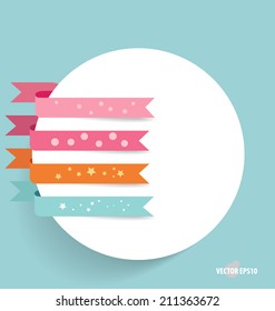 Note papers with ribbons, ready for your message. Vector illustration.