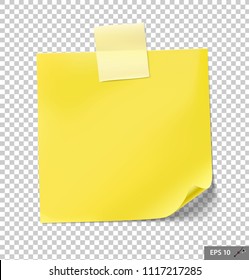 Note papers with tape on transparent background. Vector illustration. Can be use for your design, presentation, promo, adv. EPS10.