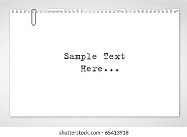 Note Paper,sketch Paper With Paper Clip On White Isolated