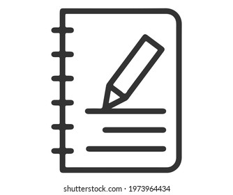 Note and pen, contract document. Simple thin line icon vector illustration.