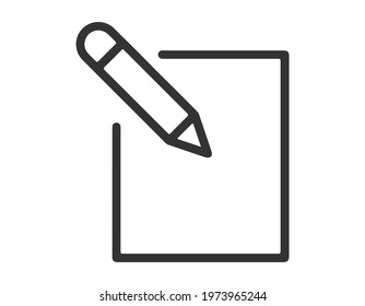 Note and pen, contract document. Simple thin line icon vector illustration.
