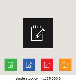 Note and pen icon, stock vector illustration, EPS10.