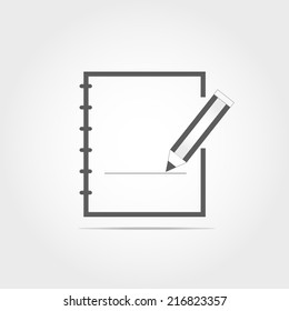 Note and Pen icons on white background