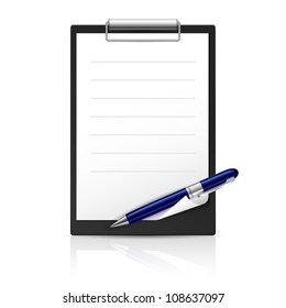 Note and Pen icons for Web Design. Illustration on white