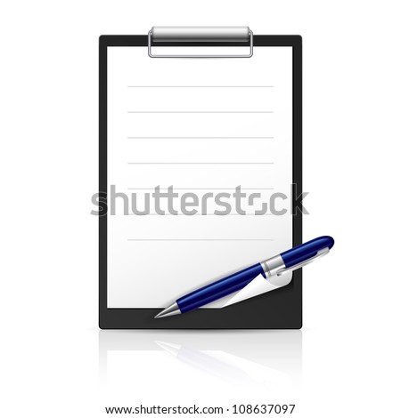 Note and Pen icons for Web Design. Illustration on white